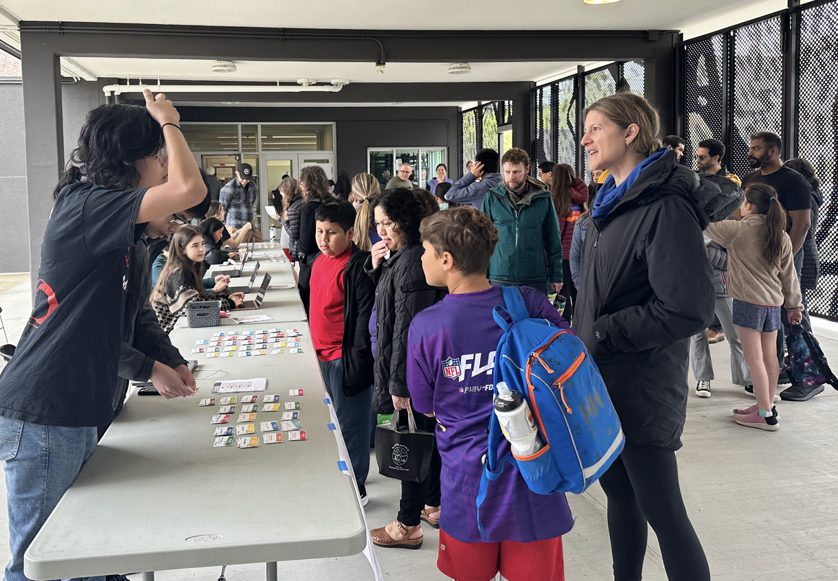giving participants name tags